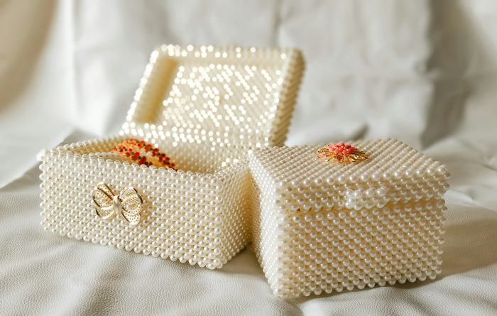Gold jewellery boxes.