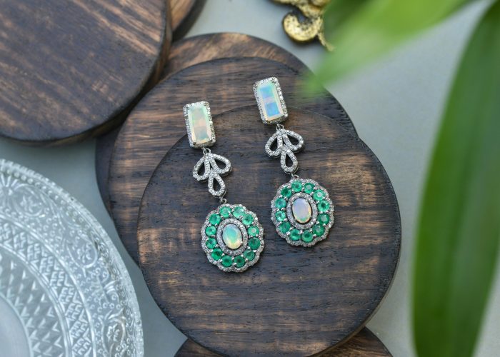 A pair of Opal earrings.