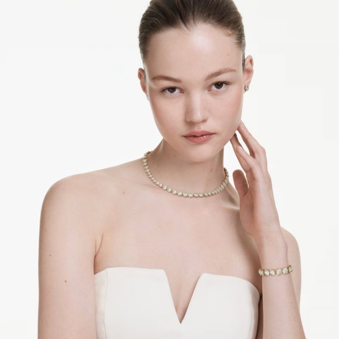 Swarovski Jewellery
Swarovski Una Angelic Round Cut Pavé Gold Tone Necklace, Earrings & Bracelet Set 38-41cm, 0.8 x 0.8cm, 15.5-17.8cm