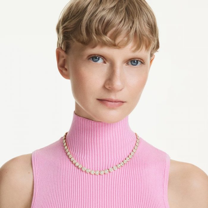 Swarovski Jewellery
Swarovski Una Angelic Round Cut Pavé Tennis Gold Tone Necklace 0.8cm, 38-41cm