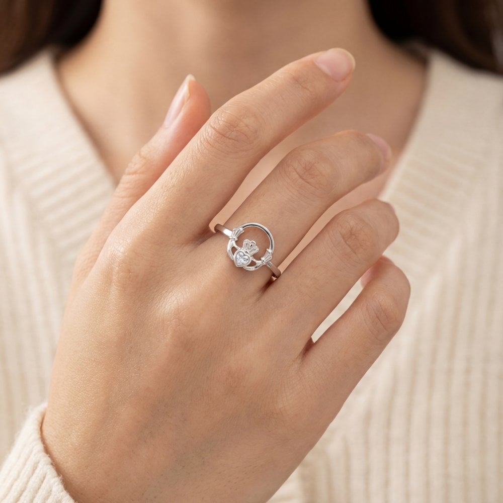 Faith Sterling Silver
CZ Claddagh Ring
