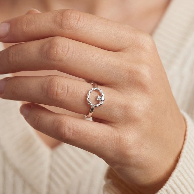 Faith Sterling Silver
Plain Claddagh with Celtic Knot Detail Ring