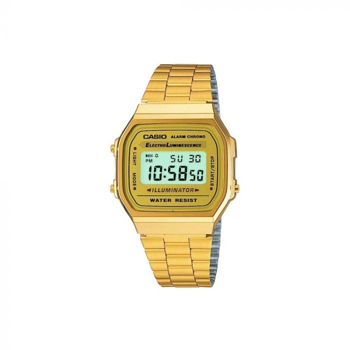 Casio Unisex Vintage Retro Collection Gold Tone Watch - A168