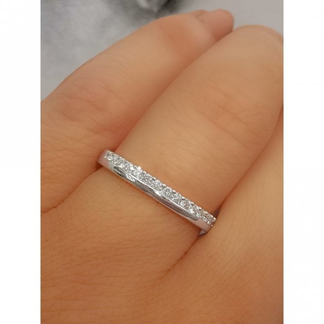 Faith Diamonds 9ct Canadian WG 0.25ct Round Brilliant Offset Wedding/Eternity Ring Diamond carat weight - 0.25ct Cut - Round Brilliant Colour - G/H Colour Clarity - Si1/Si2  Size M (Sizes Available to Order)