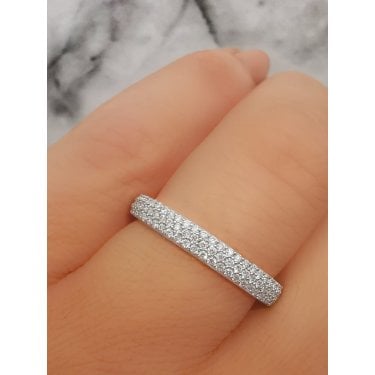 9ct Canadian WG 0.33ct 80 Round Brilliant Diamonds Pave Wedding/Eternity Ring Diamond carat weight - 0.10ct Cut - Round Brilliant Colour - G/H Colour Clarity - Si1/Si2  Size M (Sizes Available to Order)