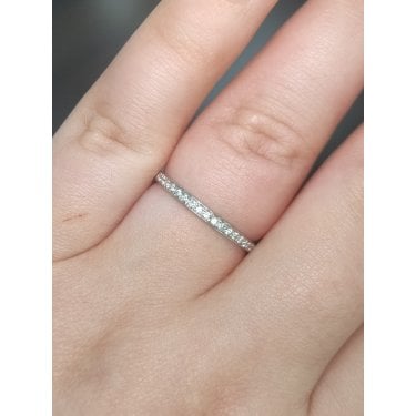 9ct Canadian White Gold 0.10ct Round Brilliant Grain Set Wedding/Eternity Ring
