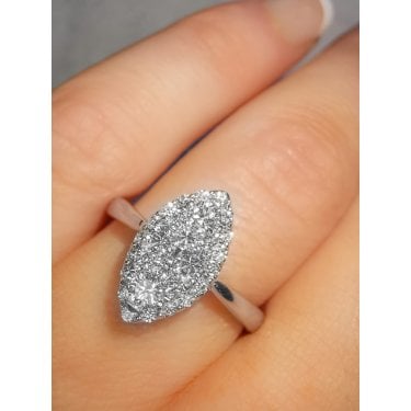9ct Canadian White Gold 0.50ct Marquise Illusion Cluster Ring Carat weight - 0.50ct Cut - Round Brilliant Colour - G/H Clarity - Si1/Si2 