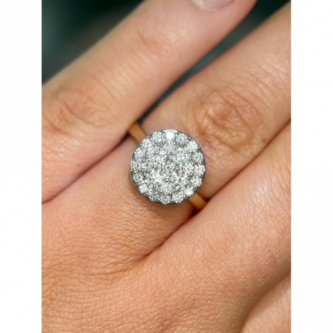 Faith Diamonds 9ct Canadian Yellow Gold 1.00ct Total Solitaire Illusion Halo Diamond Ring