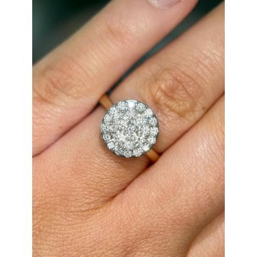 9ct Canadian Yellow Gold 1.00ct Total Solitaire Illusion Halo Diamond Ring
