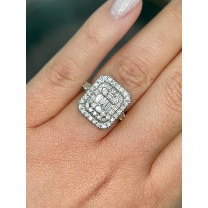Faith Diamonds 9ct Canadian Yellow Gold 1.50ct Total Illusion Set with Diamond Shoulders Ring