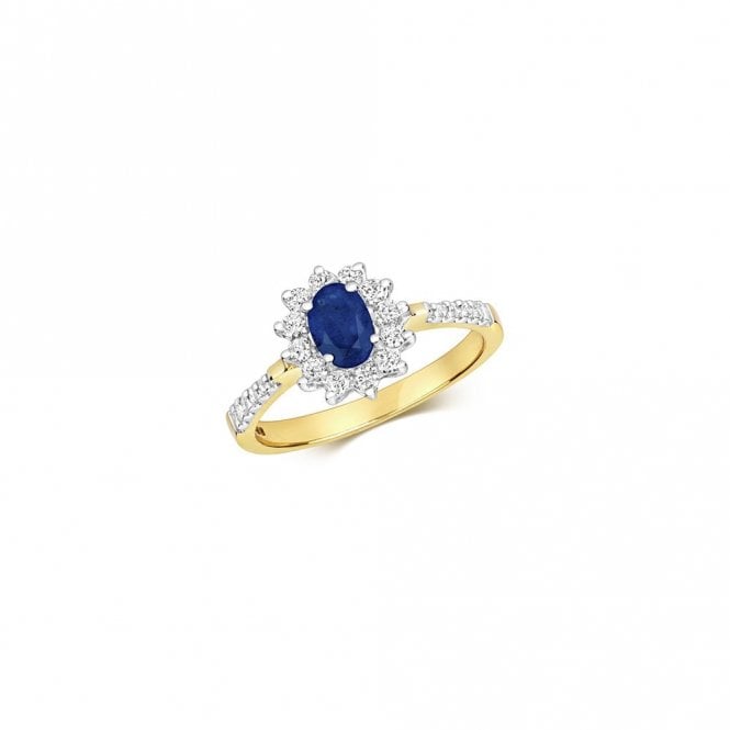 Faith Diamonds 9ct Diamond Cluster 6x4 Oval Sapphire S0.60 