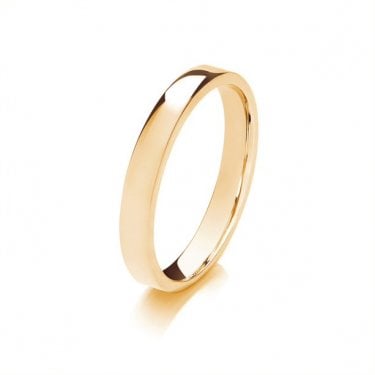 9ct Flat Court Lightweight 2.23g 3mm Ring  (All Sizes Available To Order and Also Available in White Gold and Rose Gold)