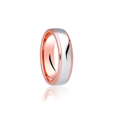 9ct Rose Gold Base & Double Argentium Finish Soft Court 6mm Wedding Ring  (All Sizes Available To Order)
