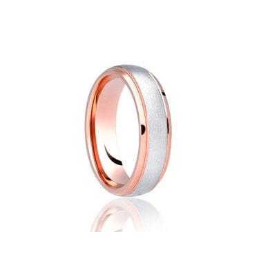 9ct Rose Gold Base & Polished Edge with Brushed Argentium Centre Band Traditional Court 6mm Wedding Ring  (All Sizes Available To Order)