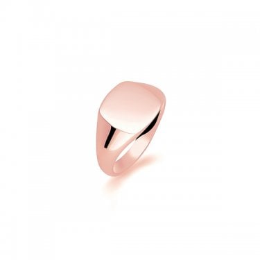 9ct Rose Gold Ladies Cushion Lightweight Signet Ring 11x10mm  (Available to Order in Different Metals and Sizes)