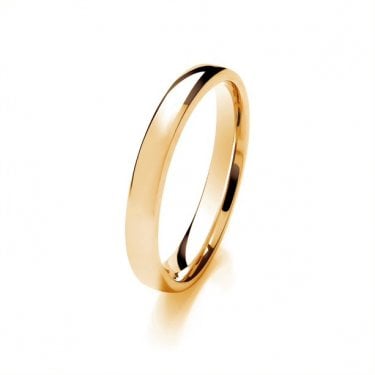 9ct Soft Court Lightweight 2.73g 3mm Ring  (All Sizes Available To Order and Also Available in White Gold and Rose Gold)