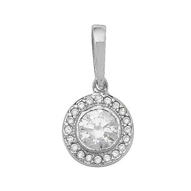 9ct White Gold Round Halo Pendant