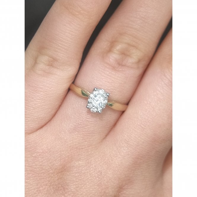 Faith Diamonds 9ct Yellow Gold 0.23ct Total Oval Illusion Diamond Ring