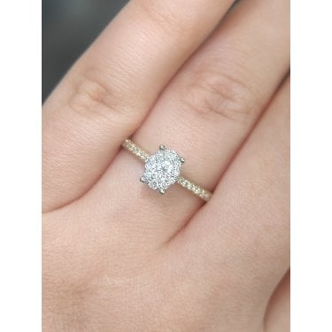 9ct Yellow Gold 0.35ct Total Oval Illusion with Diamond Shoulders Ring