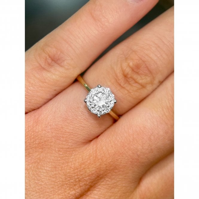 Faith Diamonds 9ct Yellow Gold 0.52ct Total Illusion Solitaire Round Brilliant Diamond Ring