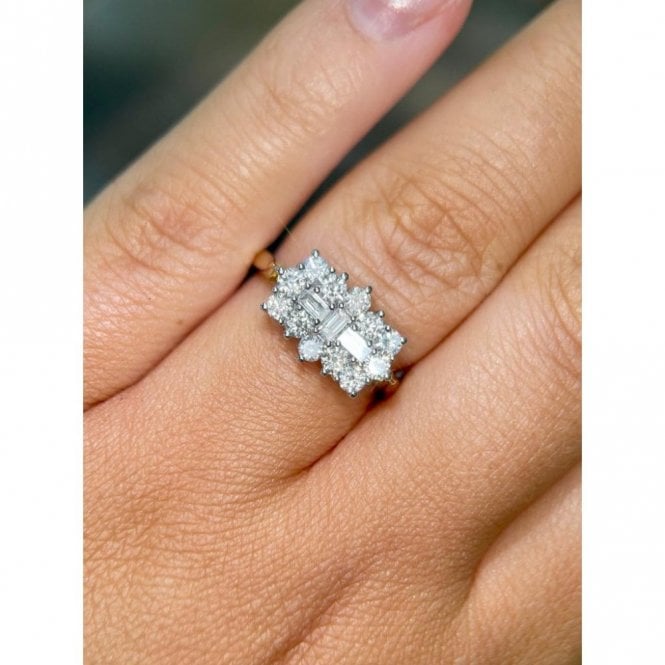Faith Diamonds 9ct Yellow Gold 1.00ct Diamond Cluster Ring