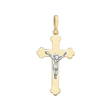 9ct Yellow Gold 2 Tone Crucifix