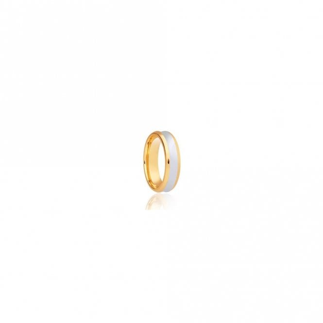 Faith Wedding Rings 9ct Yellow Gold Base & Argentium Dipped Centre 6mm Wedding Ring  (All Sizes Available To Order)