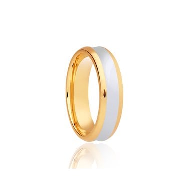 9ct Yellow Gold Base & Argentium Dipped Centre 6mm Wedding Ring  (All Sizes Available To Order)