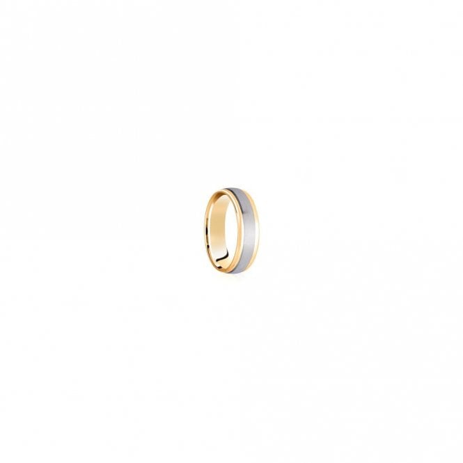 Faith Wedding Rings 9ct Yellow Gold Base & Edge with Argentium Brushed Centre Traditional Court 6mm Wedding Ring  (All Sizes Available To Order)