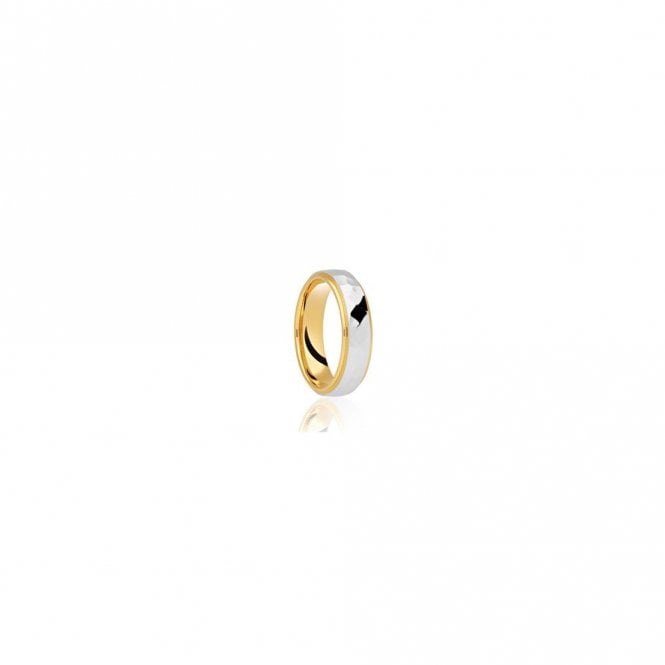 Faith Wedding Rings 9ct Yellow Gold Base & Edge with Argentium Polished & Faceted Centre Traditional Court 6mm Wedding Ring  (All Sizes Available To Order)