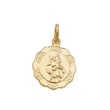 9ct Yellow Gold Celtic Rim St Christopher