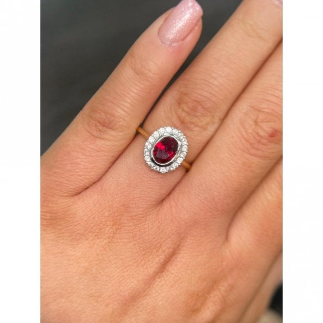 Faith Diamonds 9ct Yellow Gold Created Ruby & White Sapphire Oval Ring