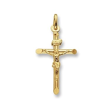 9ct Yellow Gold Crucifix on Round Edge Cross