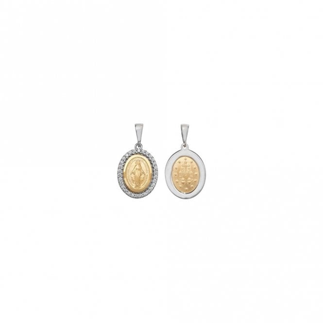 Faith 9ct Gold 9ct Yellow Gold CZ Halo Miraculous Medal