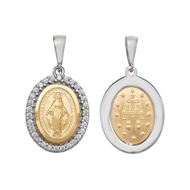 9ct Yellow Gold CZ Halo Miraculous Medal