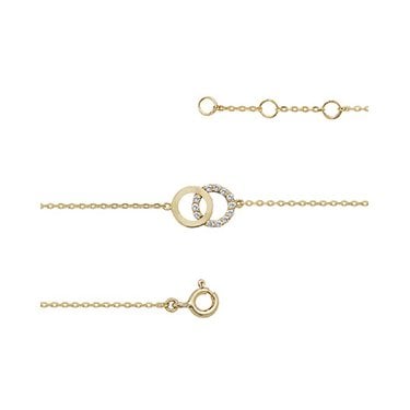 9ct Yellow Gold CZ & Plain Circle Bracelet