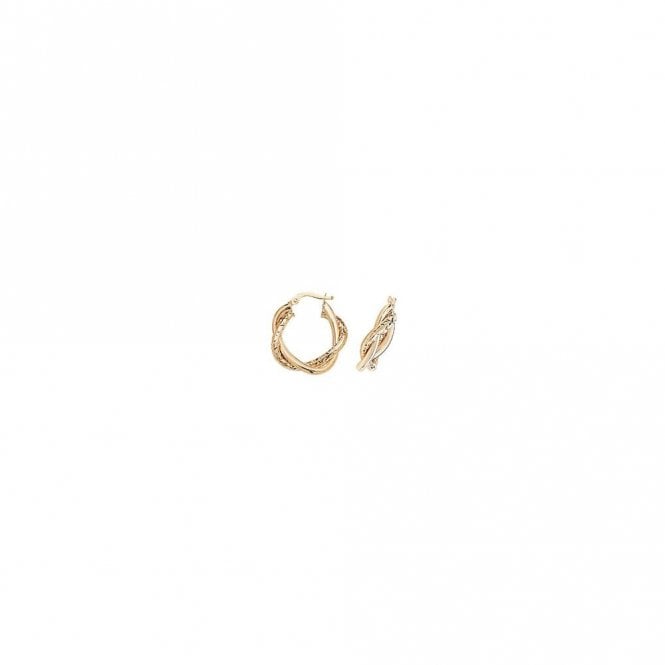 9ct Yellow Gold Earrings Plaited DC 15mm