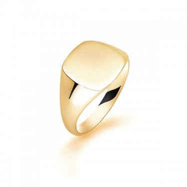 9ct Yellow Gold Gents Cushion Heavy Weight Signet Ring 13x12.6mm  (Available to Order in Different Metals and Sizes)