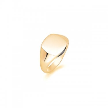 9ct Yellow Gold Ladies Cushion Medium Weight Signet Ring 11x10mm  (Available to Order in Different Metals and Sizes)