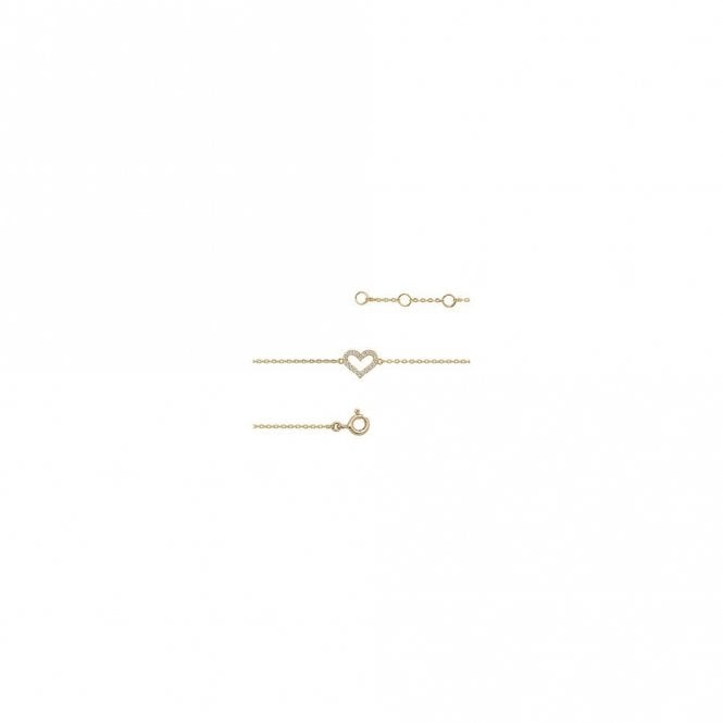 Faith 9ct Gold 9ct Yellow Gold Outline Heart Bracelet