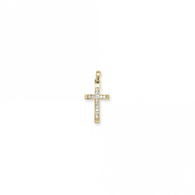 Faith 9ct Gold 9ct Yellow Gold Tapered Edge CZ Cross
