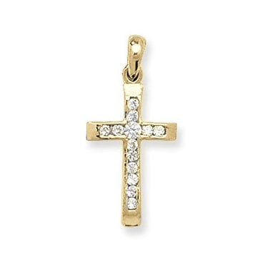 9ct Yellow Gold Tapered Edge CZ Cross