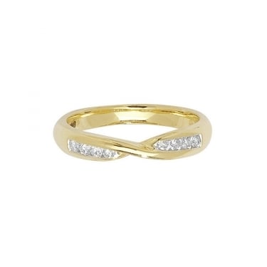 9ct YG channel set crossover band