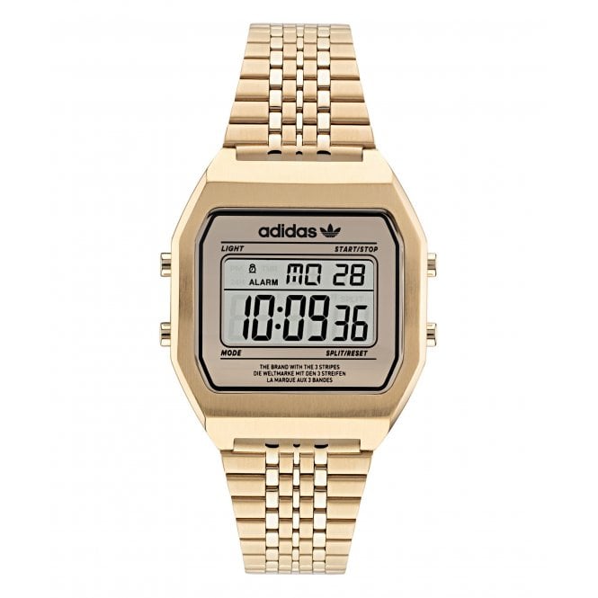 Adidas  Originals Unisex Digital Two Street Gold Tone Stainless Steel Watch