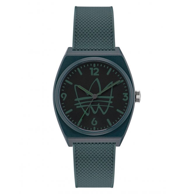 Adidas  Originals Unisex Project Two Black Dial Green Resin Strap Watch   