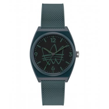 Adidas Originals Unisex Project Two Black Dial Green Resin Strap Watch   