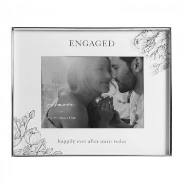 Amore Engaged Floral Engaged Happily Photo Frame 7" x 5", 20.5 x 3 x 26cm