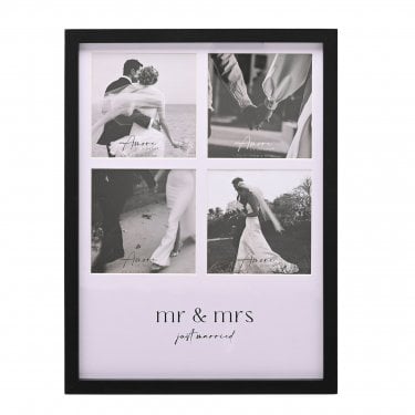 Amore Mr & Mrs Multi Aperture Black Photo Frame 4” x 4", 31 x 2.2 x 23cm 