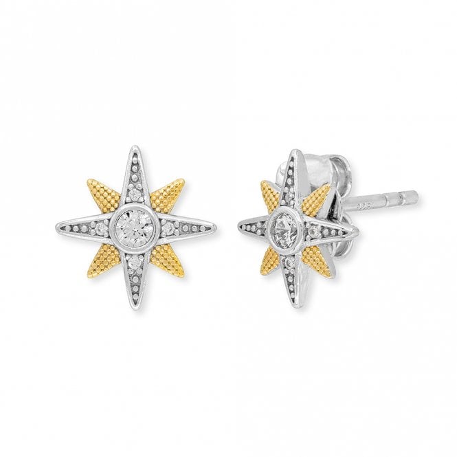 Angel Whisperer  from Engelsrufer My Universe CZ Star Two Tone Stud Earrings 1cm 