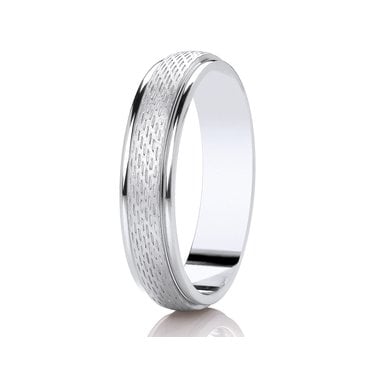 Argentium Angled Millgrain Line Effect Centre Traditional Court 5mm Wedding Ring